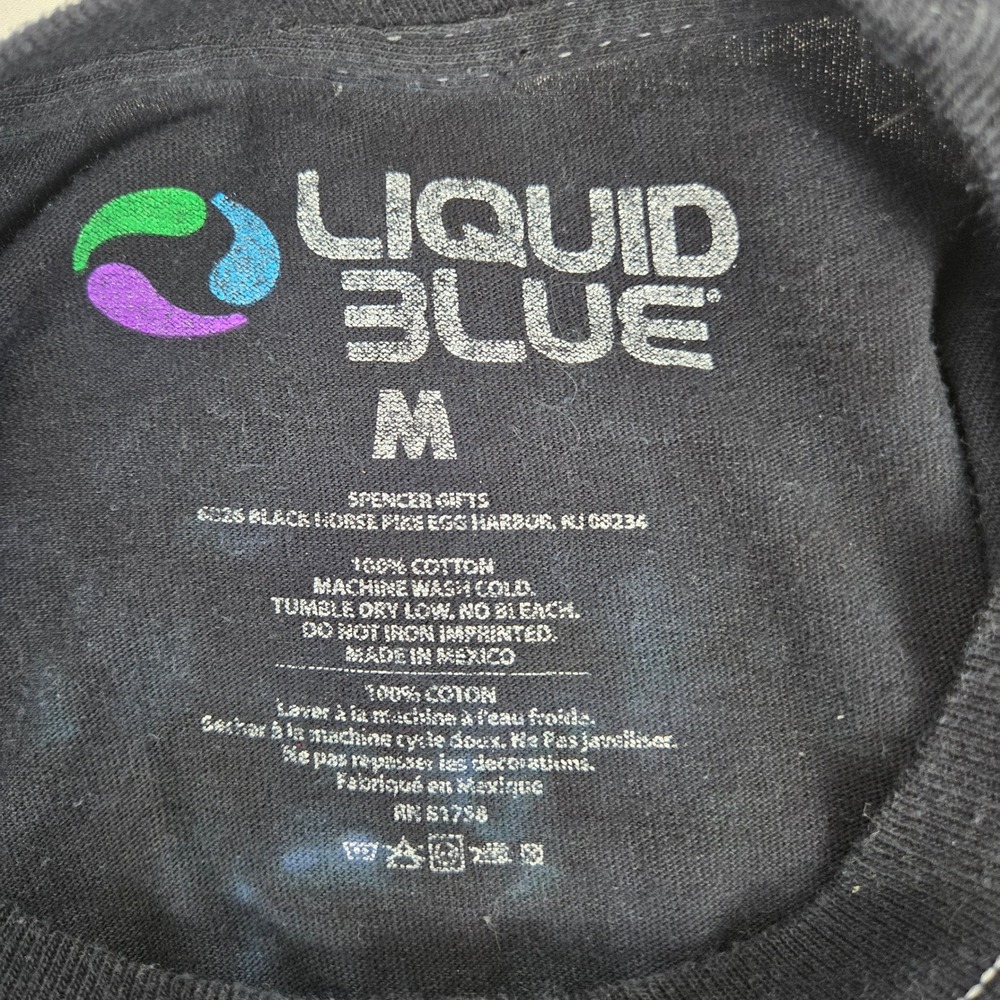 Pink Floyd The‎ Wall Liquid Blue Tie Dye Long Sleeve Shirt Mens M Black Pullover - Picture 3 of 6